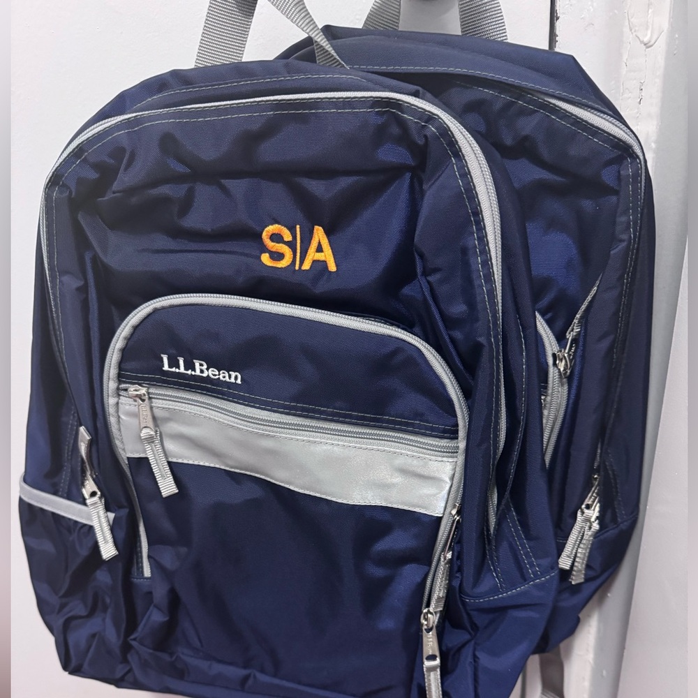L.L. Bean Kids Backpack in Navy and Silver